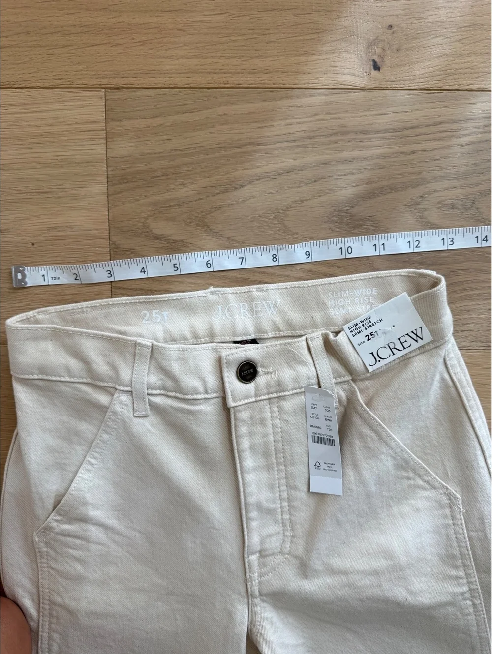 NWT J.Crew Slim-Wide High-Rise Jeans Size 25T Ecru Cream Semi-Stretch